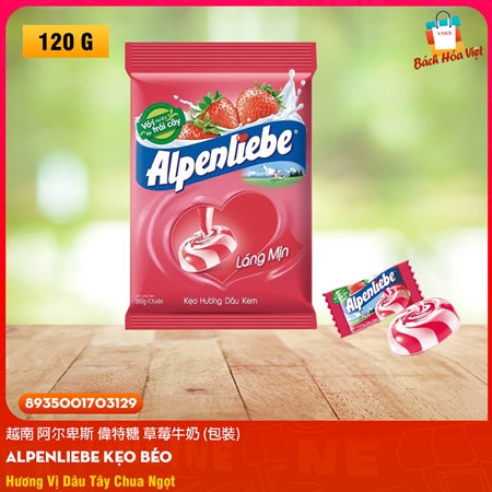 Kẹo Cứng Hiệu ALPENLIEBE Vị Dâu (Gói 120g)